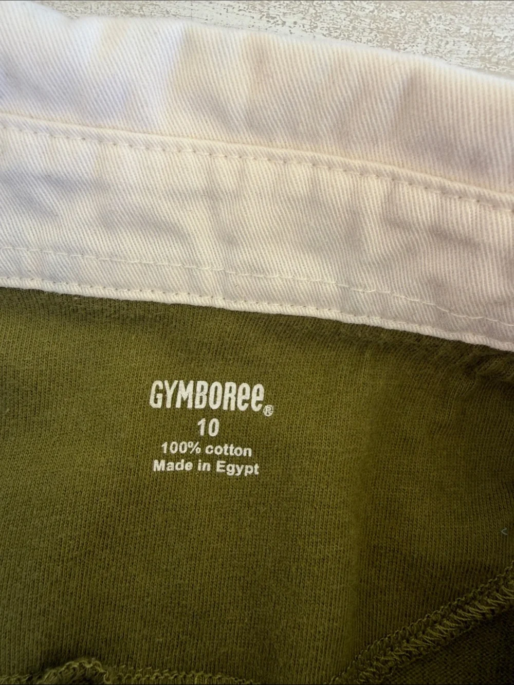 Gymboree Olive Green Striped Rugby Polo with White Collar